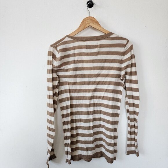 Y2K American Eagle Striped Long Sleeve V Neck Shirt Large - Picture 4 of 4